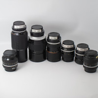 Nikkor AIS  manual focus lenses ( 16mm f2.8,  35-70mm f3.5, 50mm f1.4, 55mm f2.8, 85mm f2, 180mm f2.8, 70-210mm)