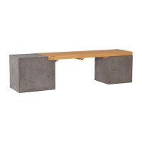 Joss & Main Airmont 67" Indoor-Outdoor Concrete and Teak Planter Bench