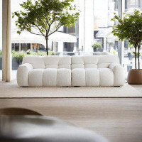 HOUZE 98.42" White Velvet Modular Sofa cushion couch