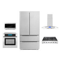 Cosmo 5 Piece Kitchen Package with French Door Refrigerator & 35.88" Gas Cooktop & Wall Oven