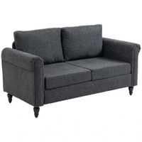 57.75 LOVESEAT FOR BEDROOM, MODERN LOVE SEAT FURNITURE WITH CURVED ARMRESTS