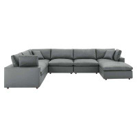TODAY DECOR Todaydecor Commix Down Filled Overstuffed Vegan Leather 7-Piece Sectional Sofa