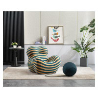 GZMWON Barrel Chair With Ottoman, Modern Comfy Stripe Chair