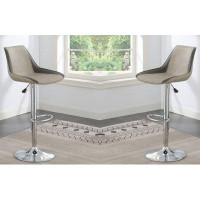 Brayden Studio Dining Kitchen Adjustable Bar Stool Chair Wax Polyurethane Leather Chrome Base Modern Set Of 2 Chairs / B