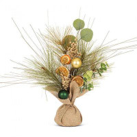 The Holiday Aisle® Gold Berries, Ornaments,Fruit & Greenery In A Burlap Sack Faux Plants And Trees