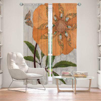 East Urban Home Lined Window Curtains 2-panel Set for Window Size by Paper Mosaic Studio - Orange Flower