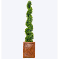 Primrue Artificial sprial topiary in fiberstone planter|68" fake spiral topiary|Primrue