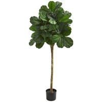 Charlton Home 84" Artificial Fiddle Leaf Fig Tree in Planter