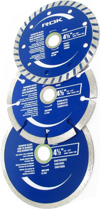 ROK® 4-1/2 DIAMOND SAW BLADES - 3 PACK - Competitor price $39.99 - Our price only $14.95 per set!