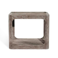 Interlude Nora Solid Wood Tray Top Floor Shelf End Table