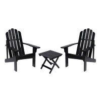 Rosecliff Heights Grandview 3-Piece Wood Adirondack Chair With Folding Square Table