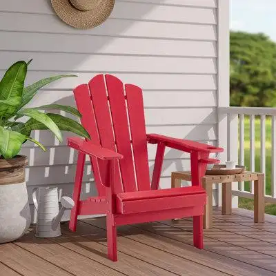 EROMMY Durable Adirondack Chair,patio Chairs, Fire Pit Chairs - Hdpe Poly Lumber With Cup Holder, All-weather Resistant,