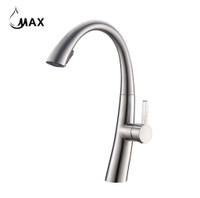 Pull-Out Single Handle Kitchen Faucet High-Arc Gooseneck 16 In Brushed Nickel Finish