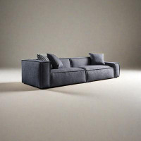 Hokku Designs 94.45" Blue Cotton and linen fabric Modular Sofa cushion couch
