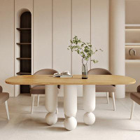 Great Deals Trading 70.87" Solid Wood + Steel Rectangular Dining Table