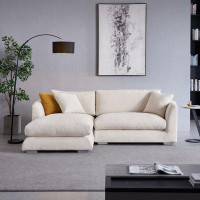 Latitude Run® Contemporary 88-Inch Feathers Sectional Sofa with Pine Wood Frame and Premium Comfort