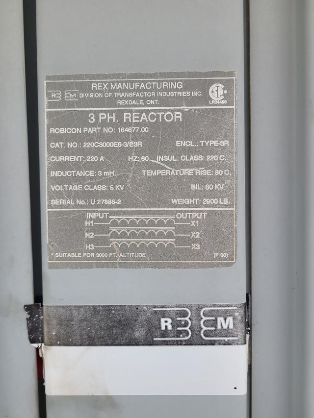 REX 220 AMP, 5KV, 3PH Line Reactor, 220C3000E6-3/E3R in Other Business & Industrial - Image 2