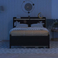 Ivy Bronx Bed with Bookcase Headboard, Trundle and Storage drawers