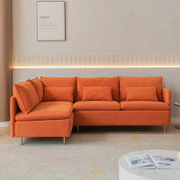 Mercer41 Modular L-shaped Orange Cotton Linen Corner Sectional Couch - 90.9'' Left Hand Facing