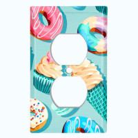 WorldAcc Assorted Donut Candy Swirl 1-Gang Duplex Outlet Wall Plate