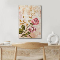 IDEA4WALL Pink Flowers On Grunge Background Floral Plants Farmhouse/Country