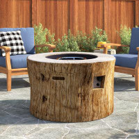 Union Rustic Kullin 23.8” H x 40.5" W Large Propane Gas Fire Pit Table for Outside Patio