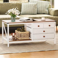 Better Homes & Gardens Coffee Table with 4 Storage Drawers,Farmhouse Coffee Table for Living Room