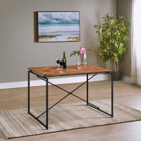 17 Stories Mestica Oak And Black Dining Table With Sled Base