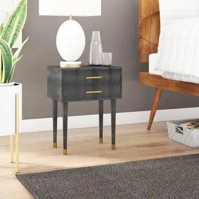 Everly Quinn Hayg 2 Drawer End Table with Storage