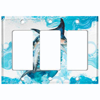 WorldAcc Metal Light Switch Plate Outlet Cover (Sword Fish Ocean Water - Single Toggle)