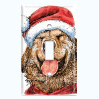 WorldAcc Metal Light Switch Plate Outlet Cover (Golden Retriever Dog Santa Claus Hat Red - Single Toggle)