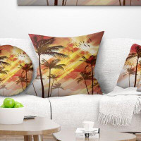 Made in Canada - East Urban Home Photography Palm Tree at Sunset Throw Pillow