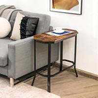 17 Stories Narrow End Table With Rustic Wood Grain And Stable Steel Frame Rustic Brown