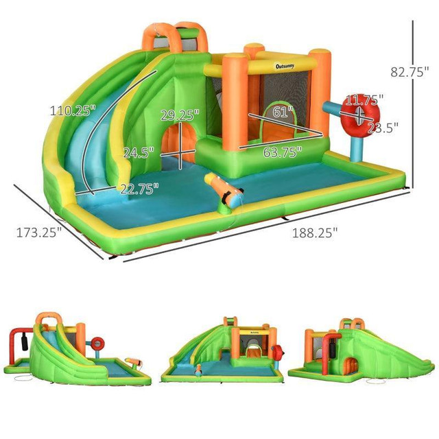 8-IN-1 INFLATABLE WATER SLIDE, KIDS CASTLE BOUNCE HOUSE INCLUDES SLIDE, TRAMPOLINE, POOL, WATER GUN, BALL-TARGET, BOXING in Toys & Games - Image 4