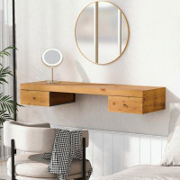 Red Barrel Studio Wall-mounted Vanity Desk with two Drawers and Wooden Sticker