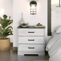 Latitude Run® Rustic Ridge 3-Drawer Farmhouse Nightstand - Charming And Durable Bedside Table