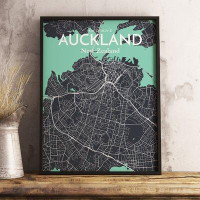 Made in Canada - Wrought Studio 'Auckland City Map' Graphic Art Print Poster in Dream