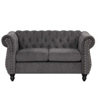 Alcott Hill 60" Modern Sofa Dutch Plush Upholstered Sofa, Solid Wood Legs, Buttoned Tufted Backrest 2