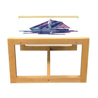 East Urban Home East Urban Home Sailing Boat Coffee Table, Continuous Sailing Boat 80''S Style On Plain Backdrop Pattern