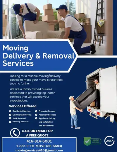 MOVING,DELIVERY, JUNK REMOVAL SERVICES