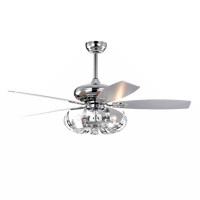 Mercer41 52" Crystal Ceiling Fan With 5 Reversible Blades Light Kit And Remote Control, 3-Speed (High, Mid,Low) Adjustab