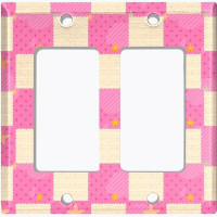 WorldAcc Metal Light Switch Plate Outlet Cover (Pink White Toy Chest - Double Rocker)