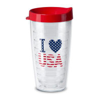 CounterArt I Love The USA 16 Oz. Double Wall Insulated Unbreakable Plastic Travel Tumbler With Lid