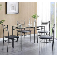 Wrought Studio Dining Table With 4 Chairs [4 Placemats Included, Black, 43.3X27.5X30]