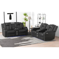 Brayden Studio 73.2'' W Breathable Leather Power Reclining Loveseat Sofa with Bluetooth Speaker