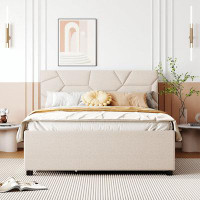 Latitude Run® Size Upholstered Platform Bed with  XL Size Trundle and 2 drawers