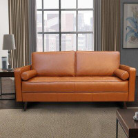 Corrigan Studio Outen 73" Genuine Leather Square Arm Sofa