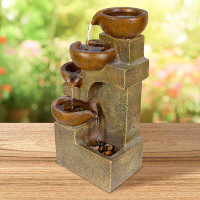 World Menagerie Resin Outdoor 4-Tier Pouring Pots Fountain