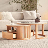 STAR BANNER Simple Rock Board Solid Wood Coffee Table Size Rou Nesting Coffee Table
