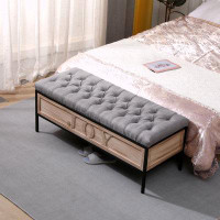 17 Stories Linen Upholstered Storage Bench
